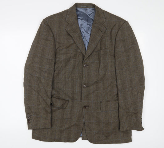 Mens UK Size 38 Racing Green Regular Brown Suit Jacket