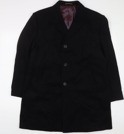 A W Trench Mens Black Overcoat Coat Size XL Button