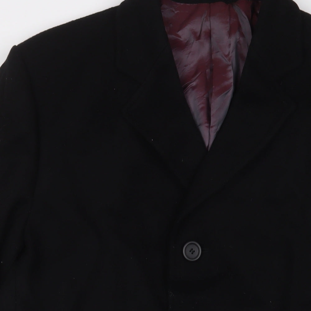 A W Trench Mens Black Overcoat Coat Size XL Button