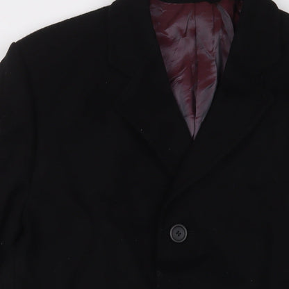 A W Trench Mens Black Overcoat Coat Size XL Button