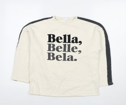 Zara Girls Ivory Cotton Pullover Sweatshirt Size 13-14 Years Pullover - Bella, Belle, Bela