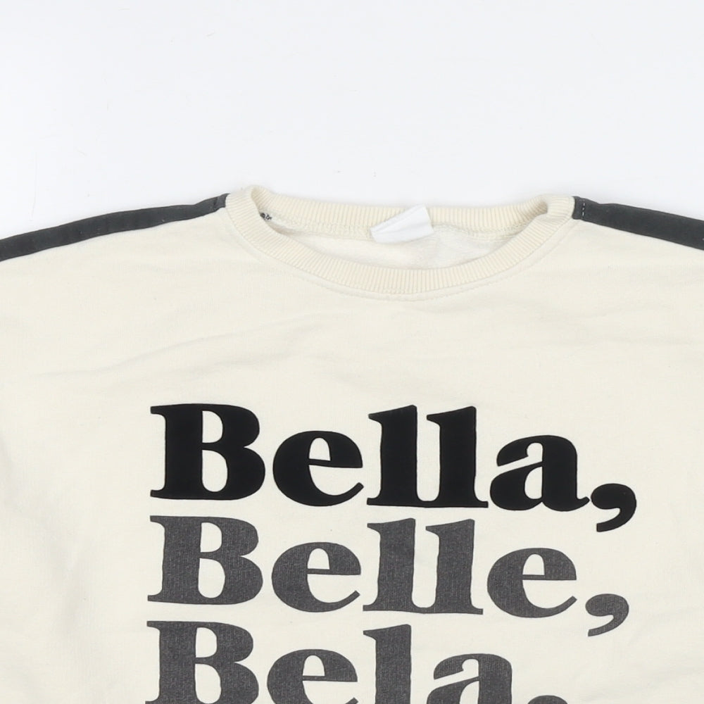 Zara Girls Ivory Cotton Pullover Sweatshirt Size 13-14 Years Pullover - Bella, Belle, Bela