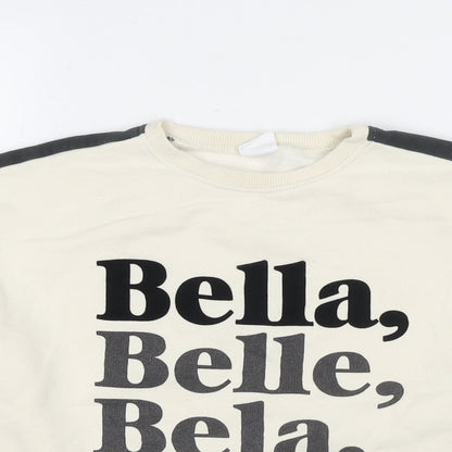 Zara Girls Ivory Cotton Pullover Sweatshirt Size 13-14 Years Pullover - Bella, Belle, Bela