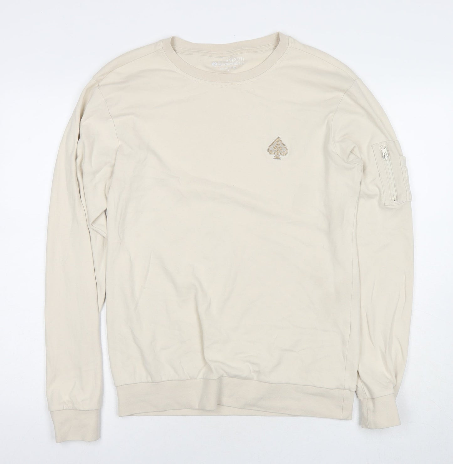 Acevestiti Womens Beige Cotton Pullover Sweatshirt Size S Pullover