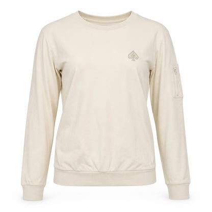 Acevestiti Womens Beige Cotton Pullover Sweatshirt Size S Pullover