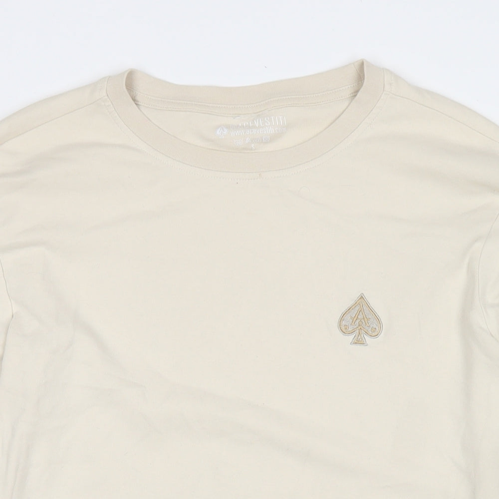 Acevestiti Womens Beige Cotton Pullover Sweatshirt Size S Pullover