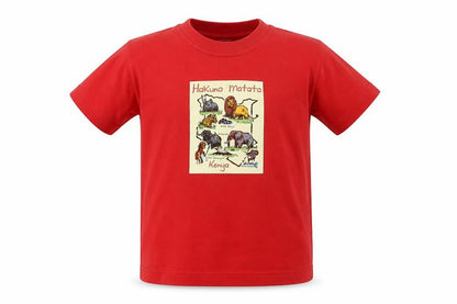 Airborne Boys Red Cotton Basic T-Shirt Size 4-5 Years Round Neck Pullover - Hakuna Matata