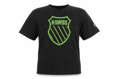 K-Swiss Boys Black Cotton Basic T-Shirt Size 10 Years Round Neck Pullover - Logo