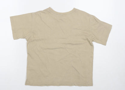 Spirit Of Africa Boys Beige Cotton Basic T-Shirt Size 7-8 Years Round Neck Pullover - Wildest Africa