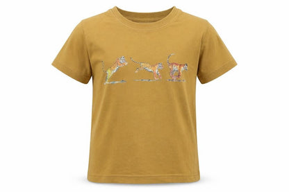 Wild Collection Boys Brown Cotton Basic T-Shirt Size 6 Years Round Neck Pullover - Tiger