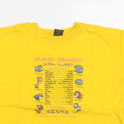 Punch Boys Yellow Cotton Basic T-Shirt Size 10 Years Round Neck Pullover - Jungle Animals Text