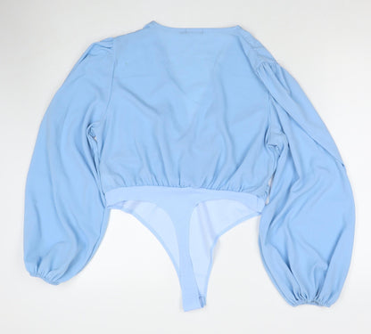 Boohoo Womens Blue Polyester Bodysuit One-Piece Size 16 Snap