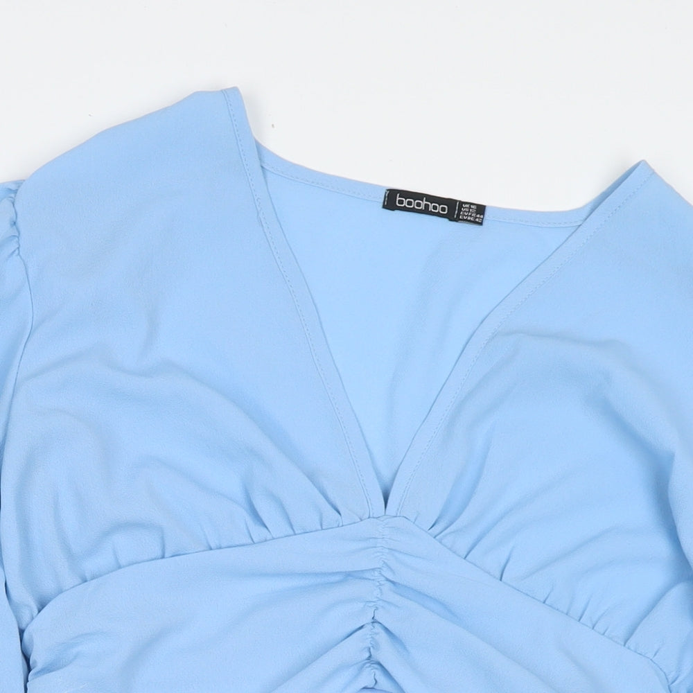 Boohoo Womens Blue Polyester Bodysuit One-Piece Size 16 Snap