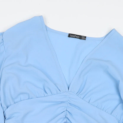 Boohoo Womens Blue Polyester Bodysuit One-Piece Size 16 Snap