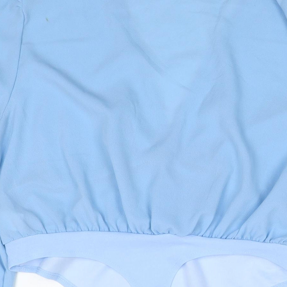 Boohoo Womens Blue Polyester Bodysuit One-Piece Size 16 Snap