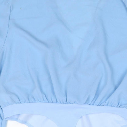 Boohoo Womens Blue Polyester Bodysuit One-Piece Size 16 Snap