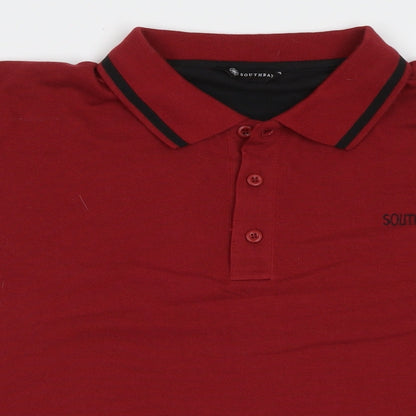 South Bay Mens Red Polyester Polo Size XL Collared Pullover