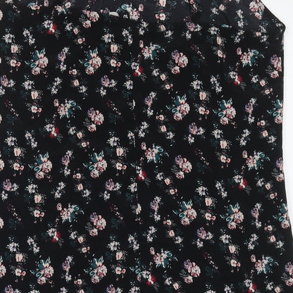 Divided by H&M Womens Black Floral Polyester Tank Dress Size 10 V-Neck Pullover