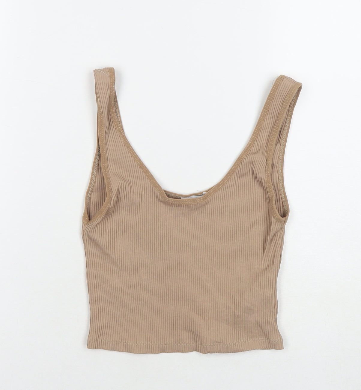 Womens UK Size M Stradivarius Beige Cropped Tank