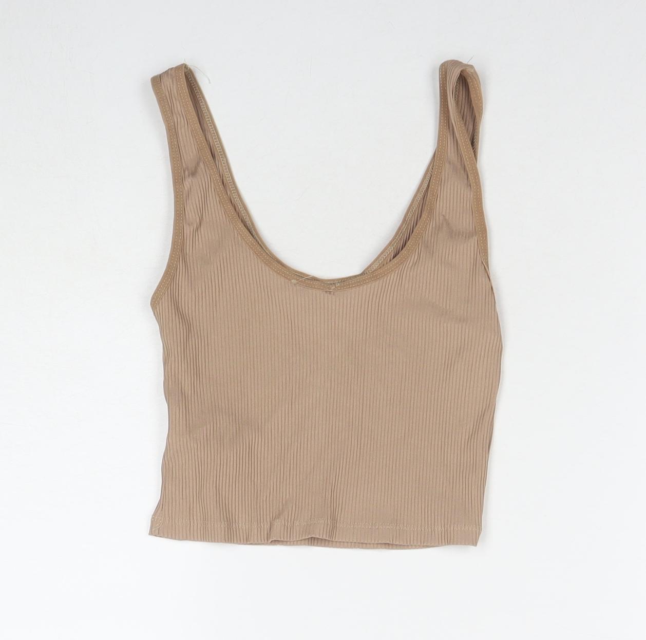 Womens UK Size M Stradivarius Beige Cropped Tank