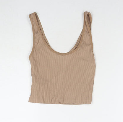 Womens UK Size M Stradivarius Beige Cropped Tank
