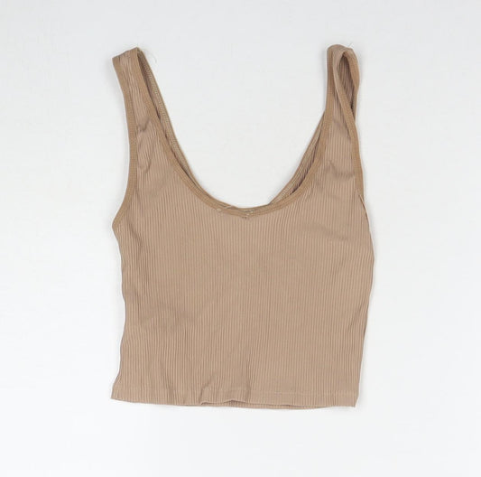 Womens UK Size M Stradivarius Beige Cropped Tank
