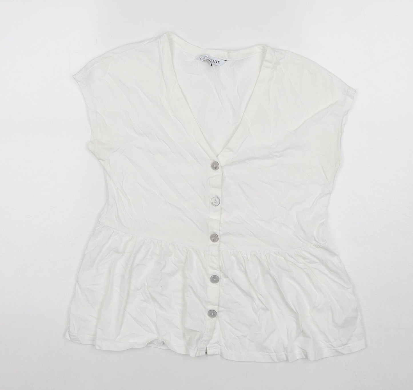 Womens UK Size 6 NEXT White Basic Button-Up