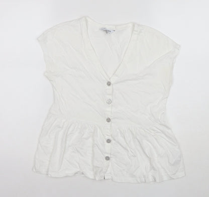 Womens UK Size 6 NEXT White Basic Button-Up