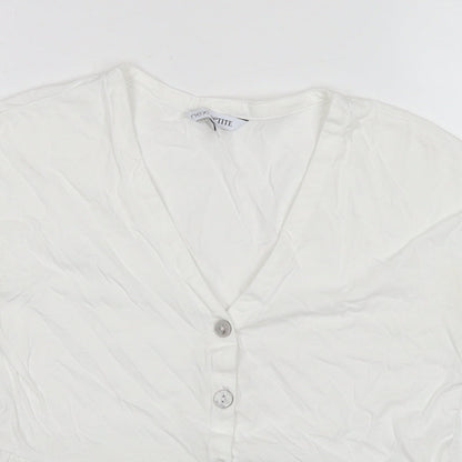 Womens UK Size 6 NEXT White Basic Button-Up