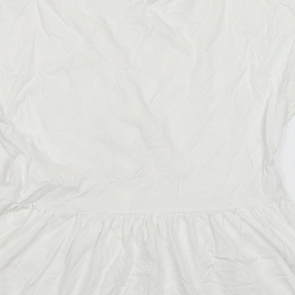 Womens UK Size 6 NEXT White Basic Button-Up