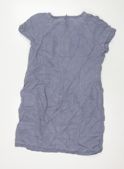 Part Two Womens Grey Linen A-Line Size 14 Round Neck Pullover