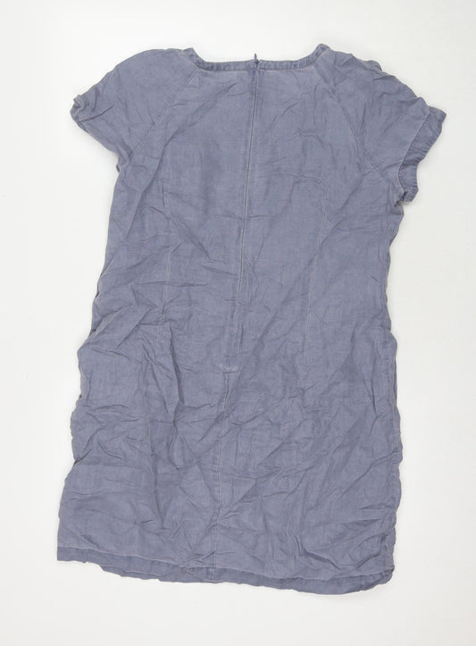 Part Two Womens Grey Linen A-Line Size 14 Round Neck Pullover