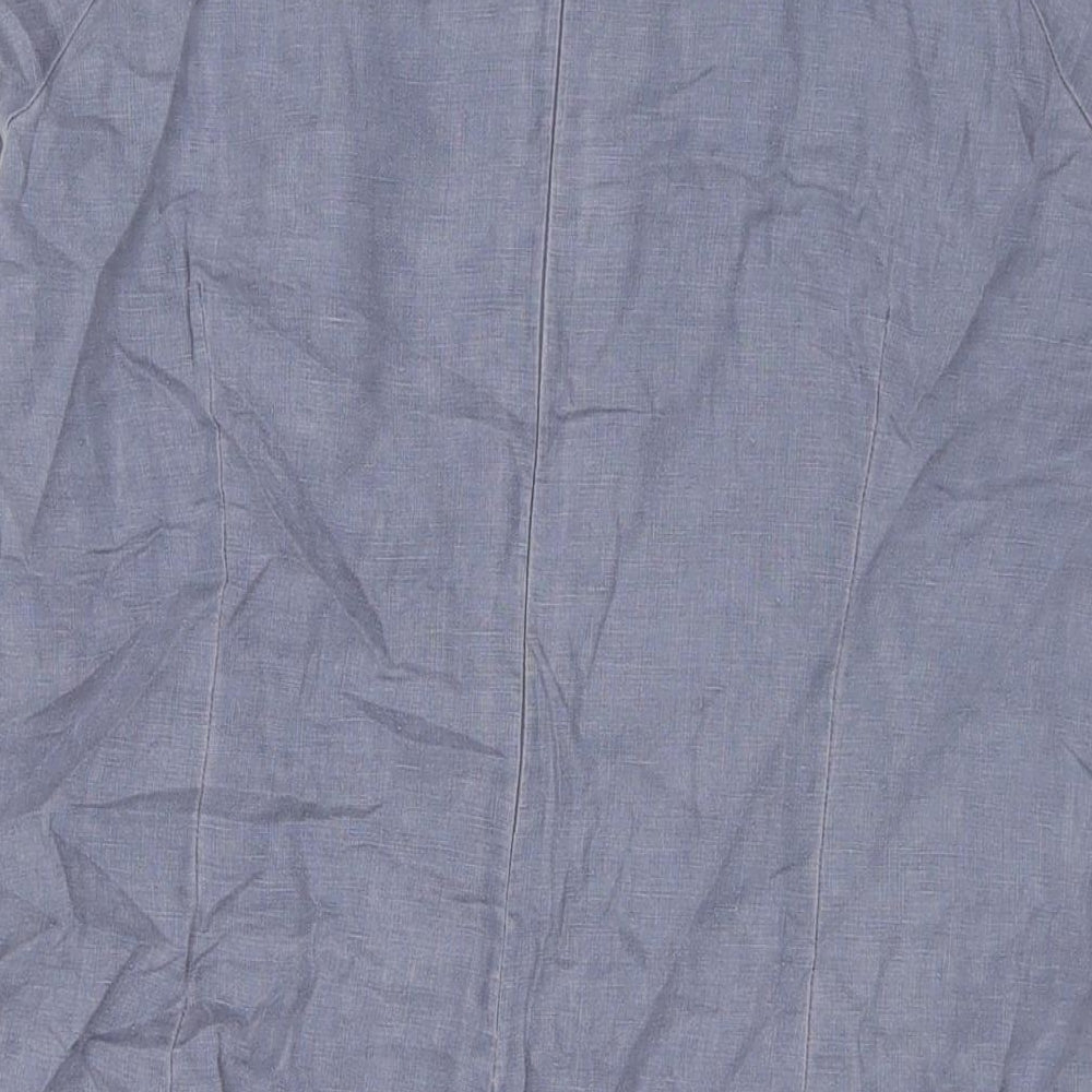 Part Two Womens Grey Linen A-Line Size 14 Round Neck Pullover