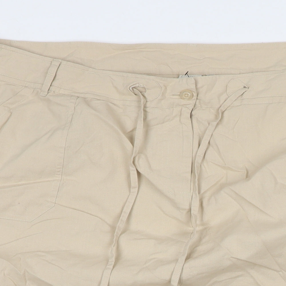 Cotton Traders Womens Beige Cotton A-Line Skirt Size 44 in Zip