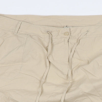 Cotton Traders Womens Beige Cotton A-Line Skirt Size 44 in Zip