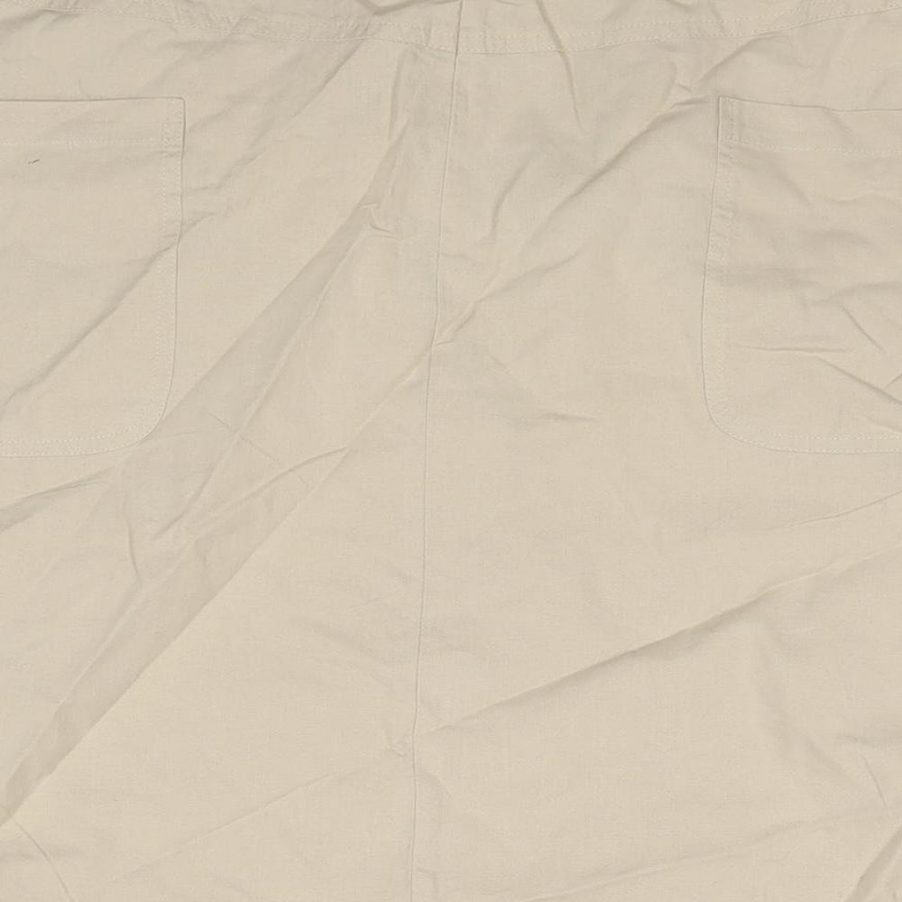 Cotton Traders Womens Beige Cotton A-Line Skirt Size 44 in Zip