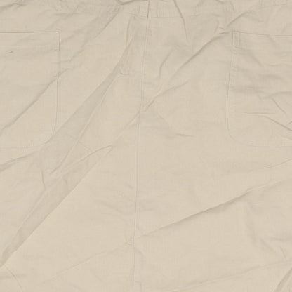 Cotton Traders Womens Beige Cotton A-Line Skirt Size 44 in Zip