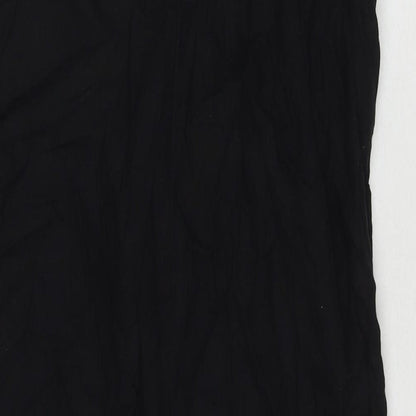 Marks and Spencer Womens Black Linen A-Line Size 12 Round Neck Button