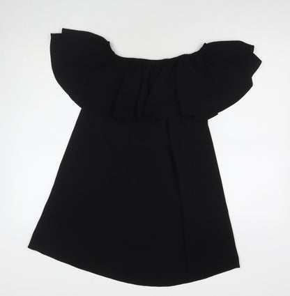 New Look Womens Black Polyester A-Line Size 8 Square Neck Pullover