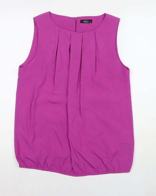 M&Co Womens Purple Polyester Basic Tank Size 12 Round Neck
