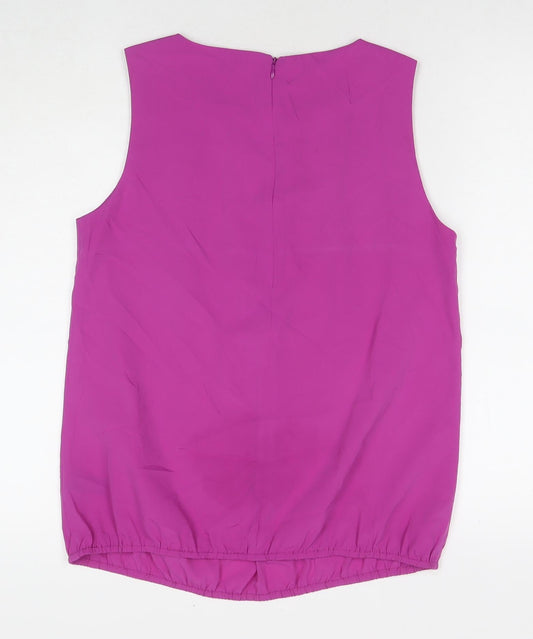 M&Co Womens Purple Polyester Basic Tank Size 12 Round Neck
