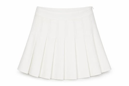 Fashion Womens White Polyester Skort Skirt Size S Zip