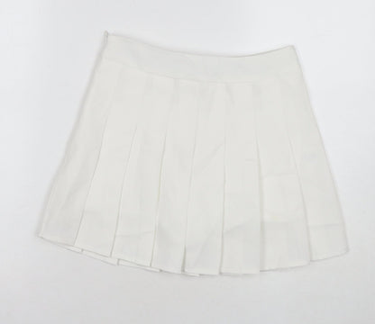 Fashion Womens White Polyester Skort Skirt Size S Zip