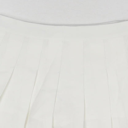 Fashion Womens White Polyester Skort Skirt Size S Zip