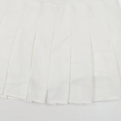 Fashion Womens White Polyester Skort Skirt Size S Zip