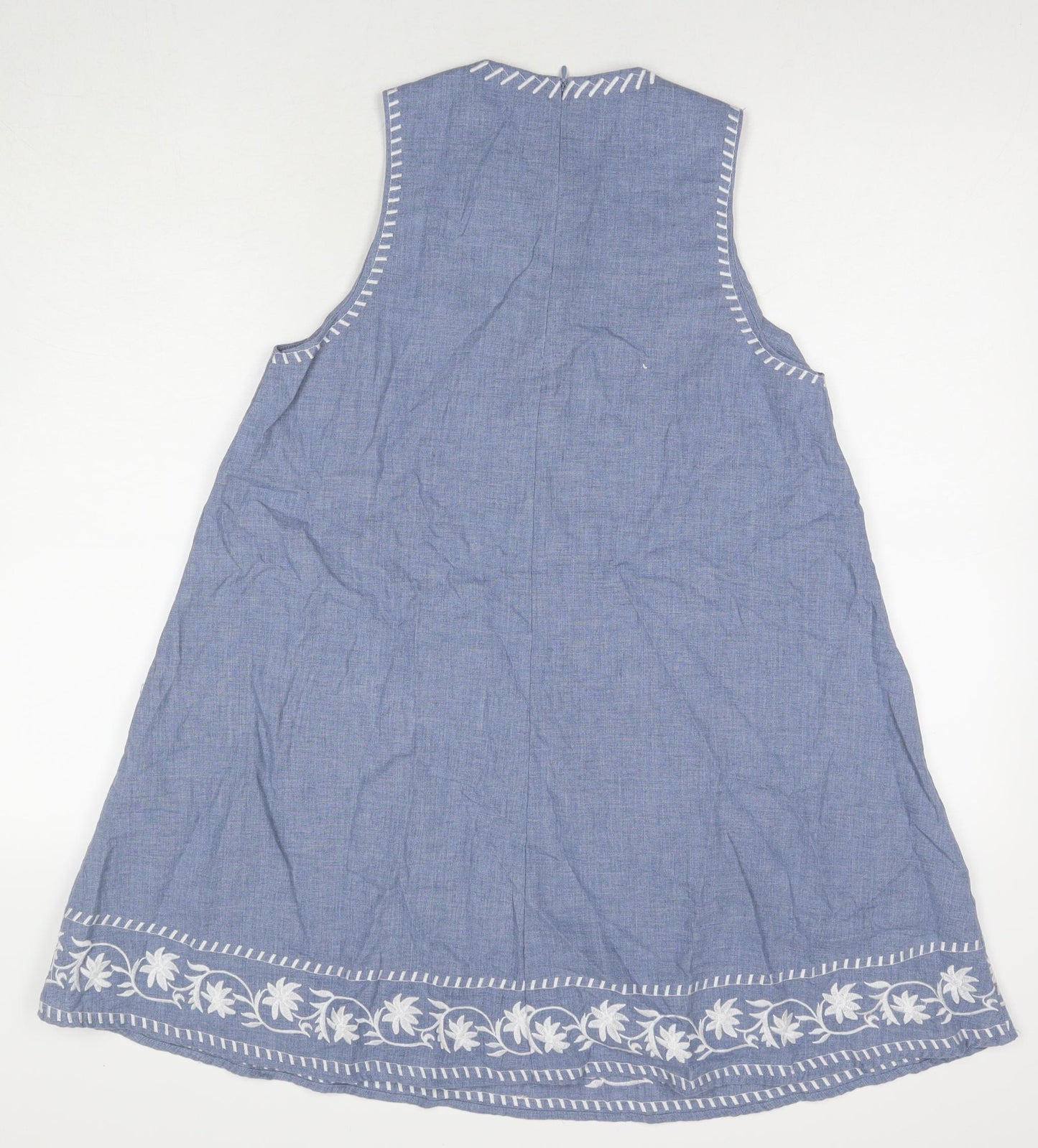 Zara Womens Blue Viscose A-Line Size XS Round Neck Pullover