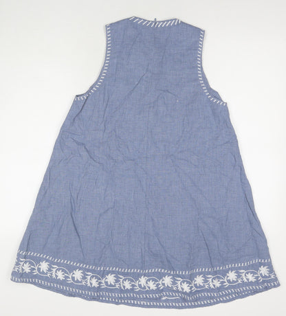 Zara Womens Blue Viscose A-Line Size XS Round Neck Pullover