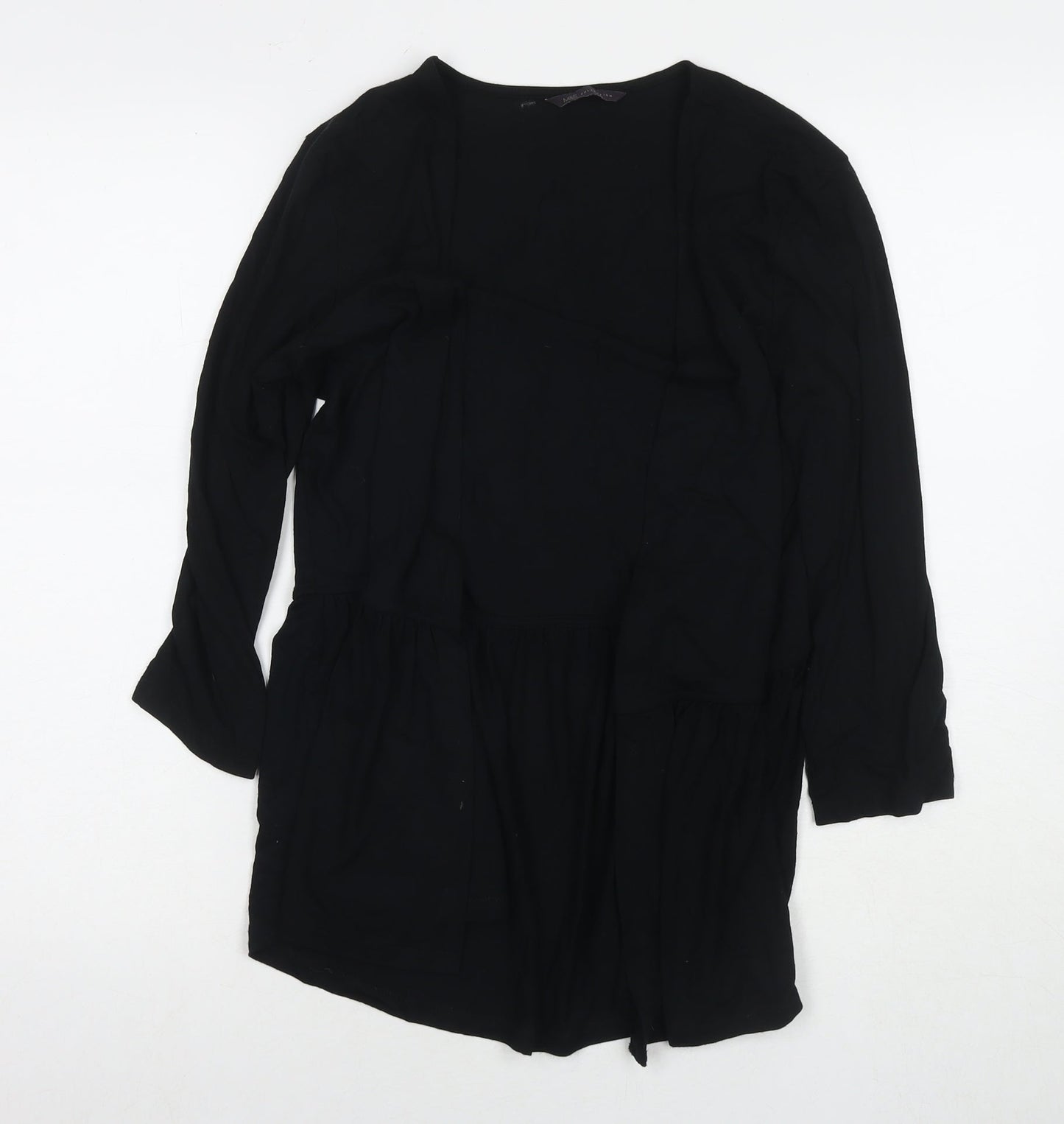 Marks and Spencer Womens Black Viscose Kimono T-Shirt Size 14 V-Neck
