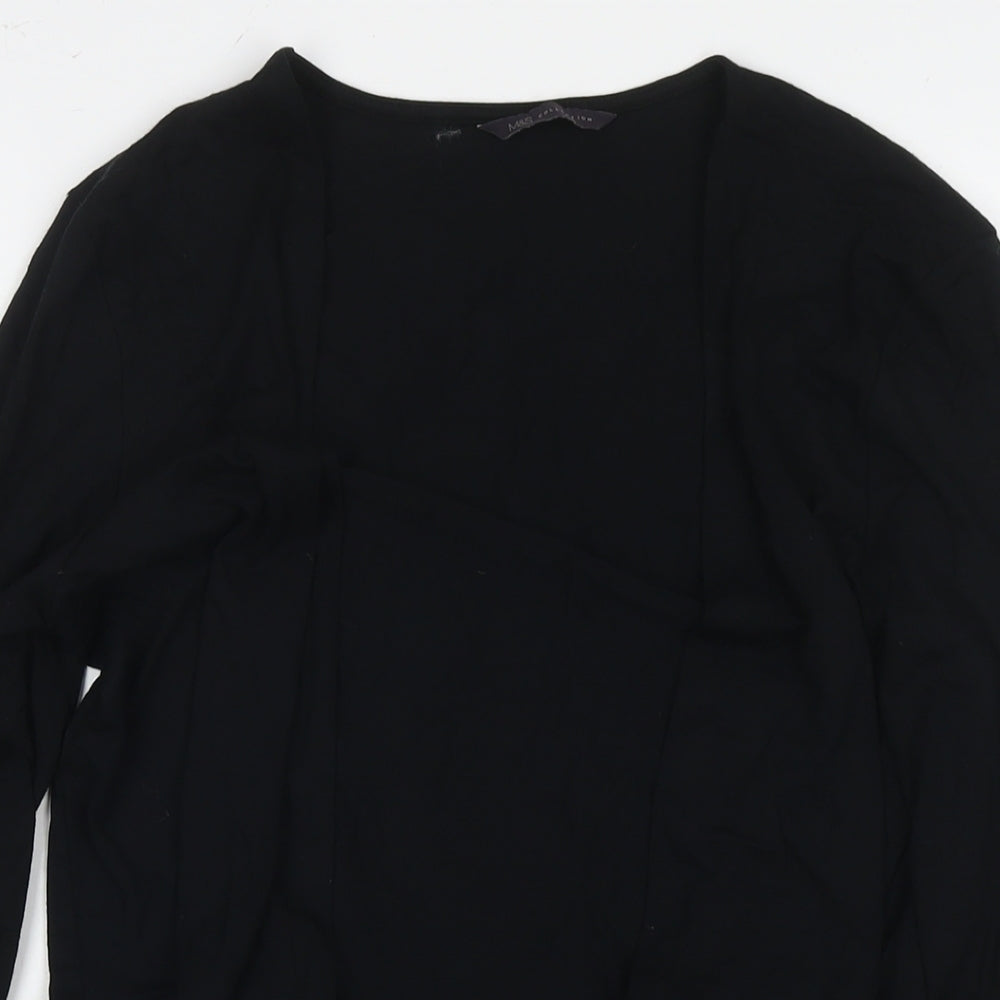 Marks and Spencer Womens Black Viscose Kimono T-Shirt Size 14 V-Neck