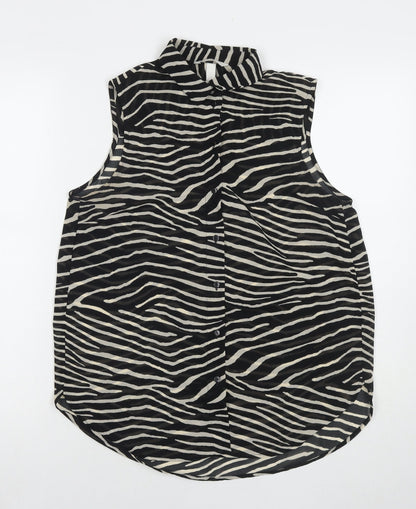Womens UK Size 10 H&M Black Basic Button-Up